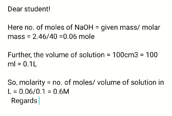 The molar mass of naoh is 40.00 g mol