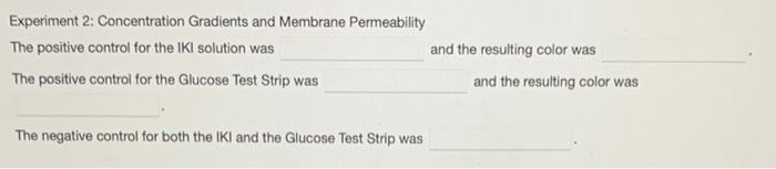 Experiment 2 concentration gradients and membrane permeability