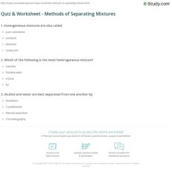 Separating mixtures worksheet with answers