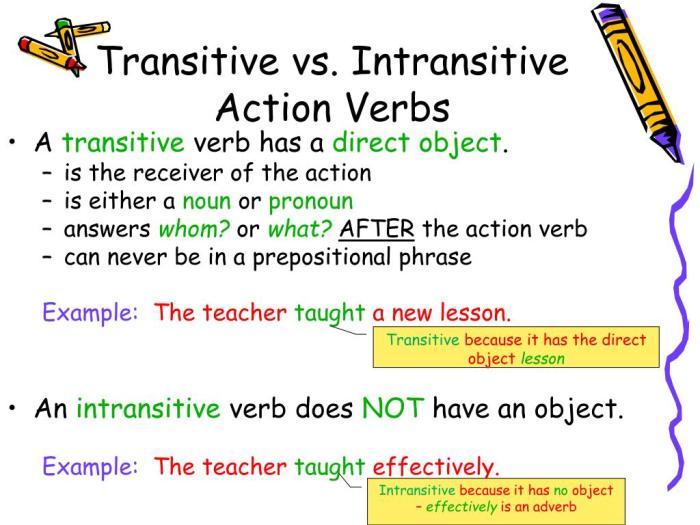 Lesson 5 verbs action transitive intransitive answer key